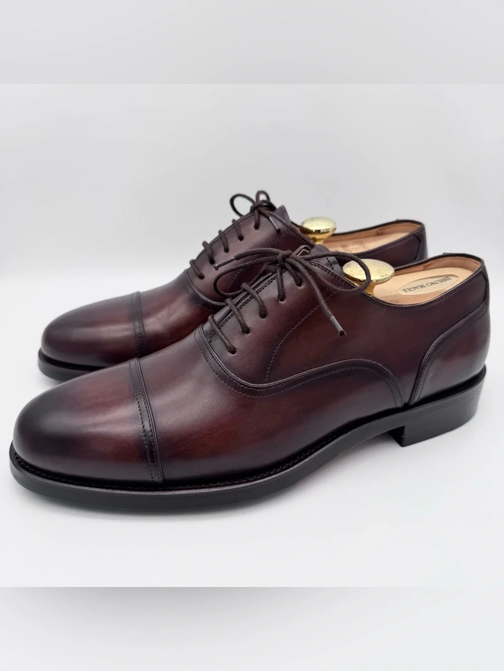 Magnanni Arcade Tabaco Leather Cap Toe Oxford Shoes Men EU 41 US 8 Made In Spain